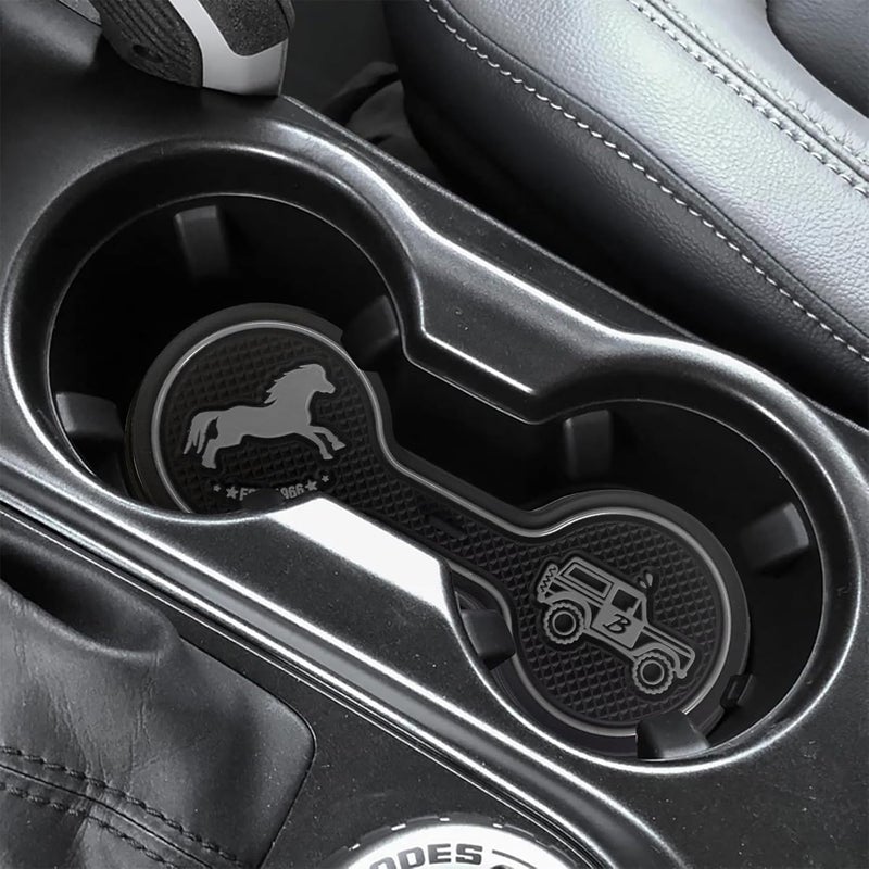 LSAUTO Car Cup Holder Coaster Compatible with Ford Bronco Offroad 2021-2025, Silicone Car Decorative Water Coaser, Bronco Car Accessories (Grey) - Image 3